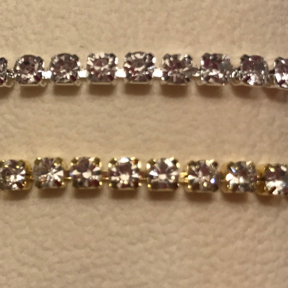 Rhinestone anklet 4.3mm ss18 silver and gold